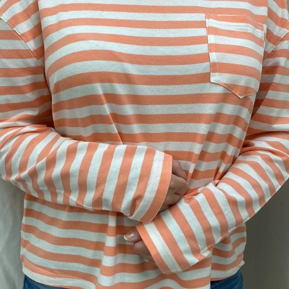 Women’s A New Day orange long sleeve striped shirt. Size large. - Picture 3 of 7